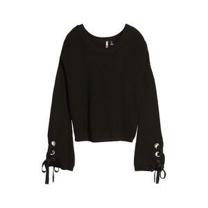 Love By Design Black Long Grommet Sleeve Sweater